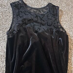 Black Velvet Dress with Sheer Swirl Yoke